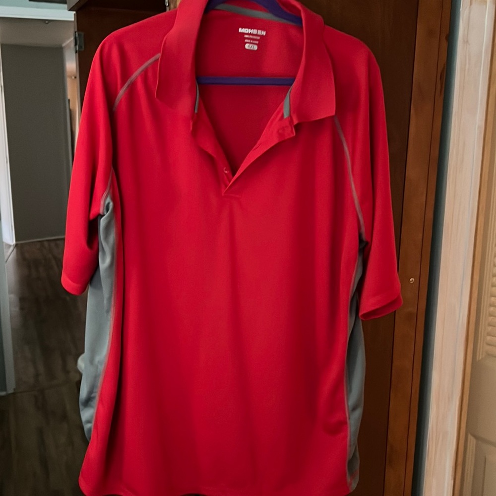Red and grey lightweight polo.